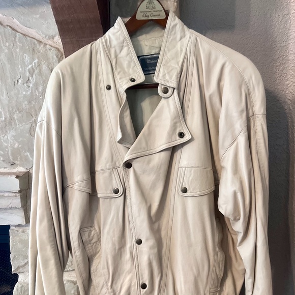 MICHAEL HOBAN X NORTH BEACH WHITE LEATHER JACKET - Picture 1 of 4